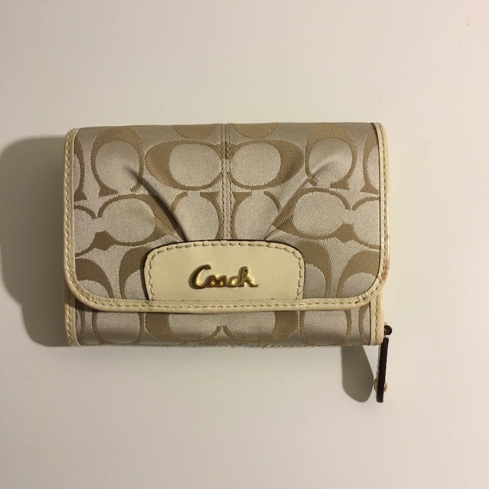 Cream Folding Coach Wallet